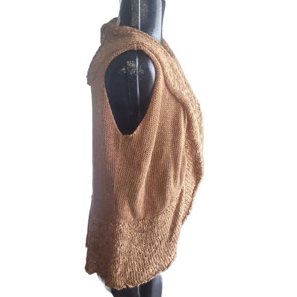 Spanner Tan Knit Sleeveless Open Cardigan M - Picture 4 of 7